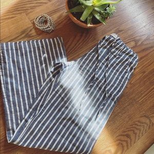 Cotton striped wide leg beach pants